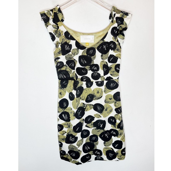 Anthro Leifsdottir Black & Green Leaf Silk Sheath. Size 0 - Picture 1 of 10